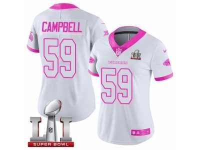 Women's Nike Atlanta Falcons #59 De'Vondre Campbell Limited White Pink Rush Fashion Super Bowl LI 51 NFL Jersey