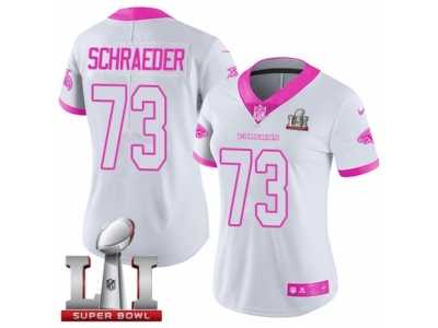 Women's Nike Atlanta Falcons #73 Ryan Schraeder Limited White Pink Rush Fashion Super Bowl LI 51 NFL Jersey