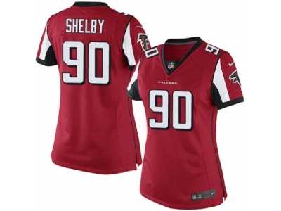 Women's Nike Atlanta Falcons #90 Derrick Shelby Limited Red Team Color NFL Jersey