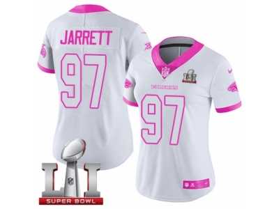 Women's Nike Atlanta Falcons #97 Grady Jarrett Limited White Pink Rush Fashion Super Bowl LI 51 NFL Jersey