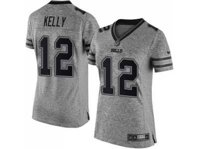 Women's Nike Buffalo Bills #12 Jim Kelly Gray Stitched NFL Limited Gridiron Gray Jersey