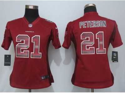 Women New Nike Arizona Cardinals #21 Peterson Red Strobe Jerseys