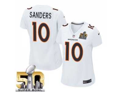 Women Nike Denver Broncos #10 Emmanuel Sanders White Super Bowl 50 Stitched NFL Game Event Jersey