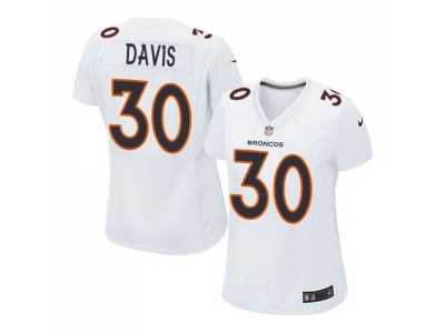 Women Nike Denver Broncos #30 Terrell Davis White Stitched NFL Game Event Jersey