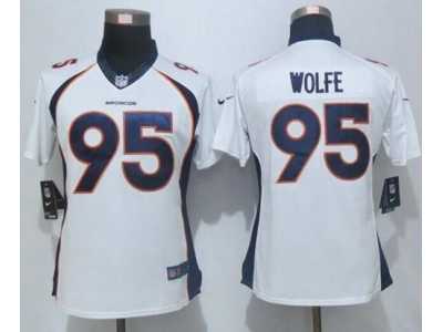 Women's Nike Denver Broncos #95 Derek Wolfe White Stitched NFL New Limited Jersey