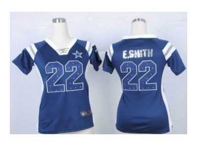 Nike women jerseys dallas cowboys #22 e.smith blue[fashion Rhinestone sequins]