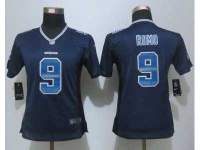Women New Nike Dallas Cowboys #9 Romo Navy Blue Strobe Jerseys