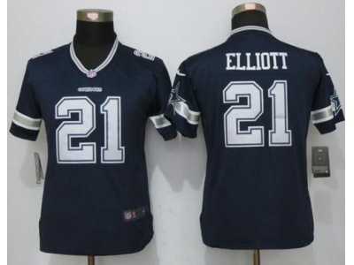 Women Nike Dallas Cowboys #21 Ezekiel Elliott Navy Blue Team Color Stitched NFL Limited Jersey