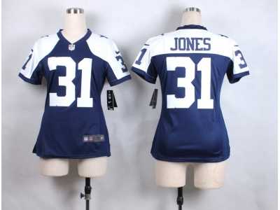 Women Nike Dallas Cowboys #31 Byron Jones Thanksgiving Blue jerseys