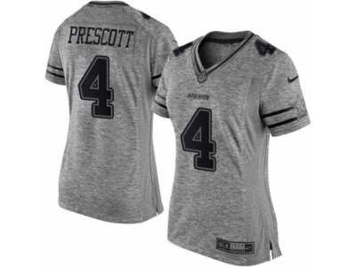 Women Nike Dallas Cowboys #4 Dak Prescott Limited Gray Gridiron NFL Jersey
