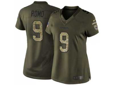 Women Nike Dallas Cowboys #9 Tony Romo Green Salute to Service Jerseys