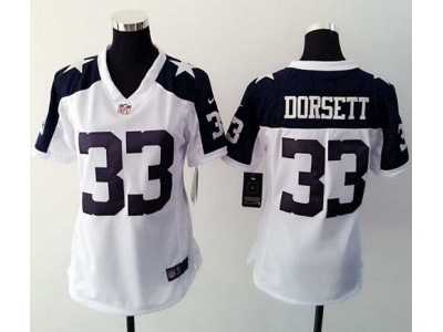 Women Nike dallas cowboys #33 Tony Dorsett Thanksgiving white jerseys