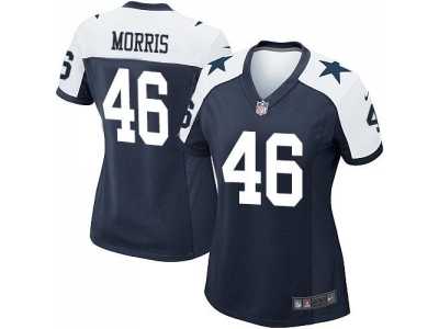 Women's Nike Cowboys #46 Alfred Morris Navy Blue Thanksgiving Stitched NFL Throwback Elite Jersey