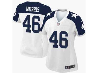 Women's Nike Cowboys #46 Alfred Morris White Thanksgiving Stitched NFL Throwback Elite Jersey