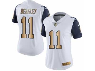 Women's Nike Dallas Cowboys #11 Cole Beasley Limited White Gold Rush NFL Jersey