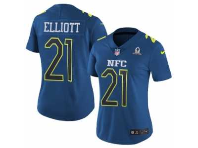 Women's Nike Dallas Cowboys #21 Ezekiel Elliott Limited Blue 2017 Pro Bowl NFL Jersey