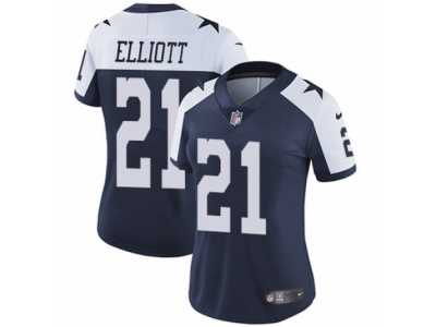 Women's Nike Dallas Cowboys #21 Ezekiel Elliott Vapor Untouchable Limited Navy Blue Throwback Alternate NFL Jersey