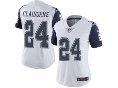 Women's Nike Dallas Cowboys #24 Morris Claiborne Limited White Rush NFL Jersey
