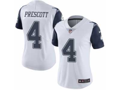 Women's Nike Dallas Cowboys #4 Dak Prescott Limited White Rush NFL Jersey