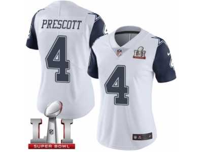 Women's Nike Dallas Cowboys #4 Dak Prescott Limited White Rush Super Bowl LI NFL Jersey