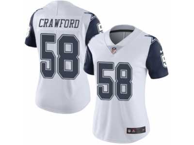 Women's Nike Dallas Cowboys #58 Jack Crawford Limited White Rush NFL Jersey