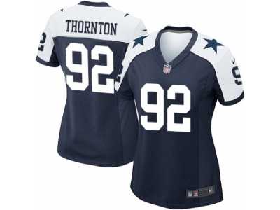 Women's Nike Dallas Cowboys #92 Cedric Thornton Game Navy Blue Throwback Alternate NFL Jersey