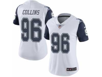 Women's Nike Dallas Cowboys #96 Maliek Collins Limited White Rush NFL Jersey