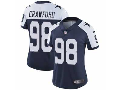 Women's Nike Dallas Cowboys #98 Tyrone Crawford Vapor Untouchable Limited Navy Blue Throwback Alternate NFL Jersey