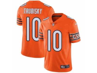 Men\'s Nike Chicago Bears #10 Mitchell Trubisky Vapor Untouchable Limited Orange Rush NFL Jersey