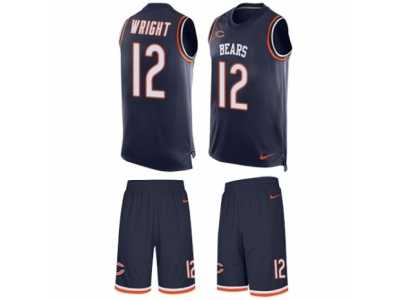 Men's Nike Chicago Bears #12 Kendall Wright Limited Navy Blue Tank Top Suit NFL Jersey