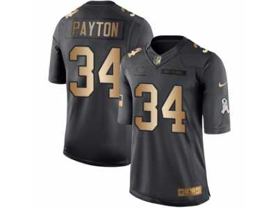 Men's Nike Chicago Bears #34 Walter Payton Limited Black Gold Salute to Service NFL Jersey