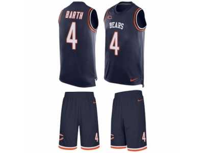 Men's Nike Chicago Bears #4 Connor Barth Limited Navy Blue Tank Top Suit NFL Jersey