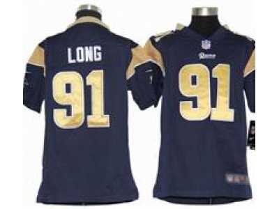 Nike Youth St. Louis Rams #91 Chris Long Blue jerseys