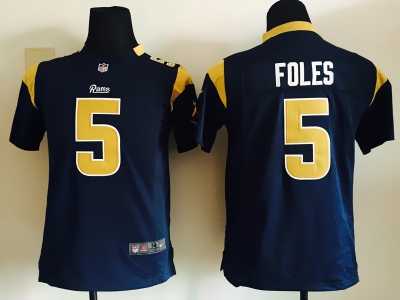 Youth Nike St. Louis Rams #5 Nick Foles Navy Blue jerseys