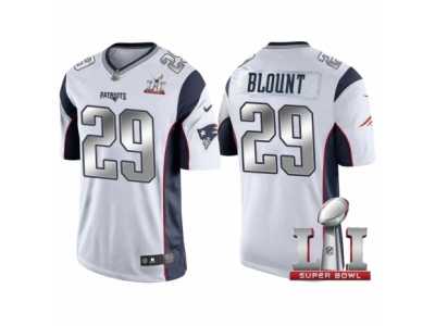 Youth New England Patriots #29 LeGarrette Blount White 2017 Super Bowl LI Patch Steel Silver Limited Jersey