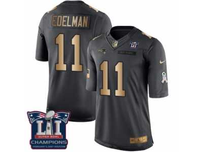 Youth Nike New England Patriots #11 Julian Edelman Limited Black Gold Salute to Service Super Bowl LI Champions NFL Jersey