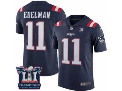 Youth Nike New England Patriots #11 Julian Edelman Limited Navy Blue Rush Super Bowl LI Champions NFL Jersey