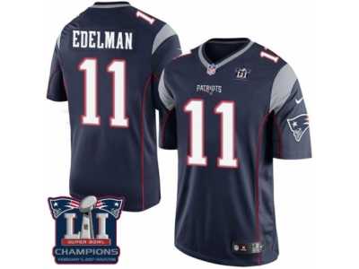 Youth Nike New England Patriots #11 Julian Edelman Navy Blue Team Color Super Bowl LI Champions NFL Jersey