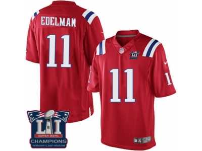 Youth Nike New England Patriots #11 Julian Edelman Red Alternate Super Bowl LI Champions NFL Jersey