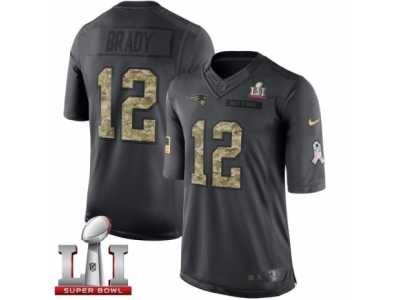 Youth Nike New England Patriots #12 Tom Brady Limited Black 2016 Salute to Service Super Bowl LI 51 NFL Jersey