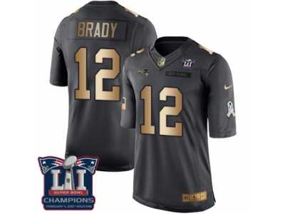 Youth Nike New England Patriots #12 Tom Brady Limited Black Gold Salute to Service Super Bowl LI Champions NFL Jersey