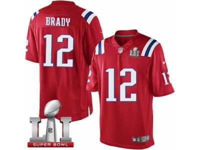 Youth Nike New England Patriots #12 Tom Brady Limited Red Alternate Super Bowl LI 51 NFL Jersey
