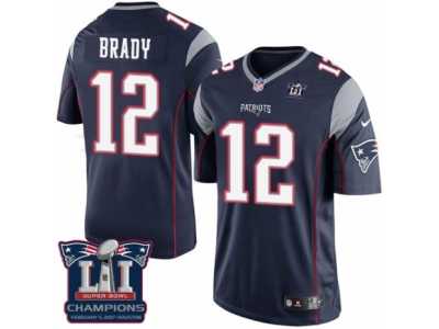 Youth Nike New England Patriots #12 Tom Brady Navy Blue Team Color Super Bowl LI Champions NFL Jersey
