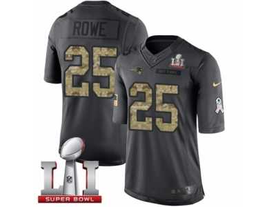 Youth Nike New England Patriots #25 Eric Rowe Limited Black 2016 Salute to Service Super Bowl LI 51 NFL Jersey