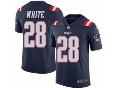 Youth Nike New England Patriots #28 James White Limited Navy Blue Rush NFL Jersey