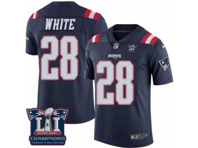 Youth Nike New England Patriots #28 James White Limited Navy Blue Rush Super Bowl LI Champions NFL Jersey