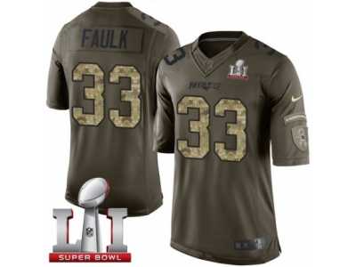 Youth Nike New England Patriots #33 Kevin Faulk Limited Green Salute to Service Super Bowl LI 51 NFL Jersey
