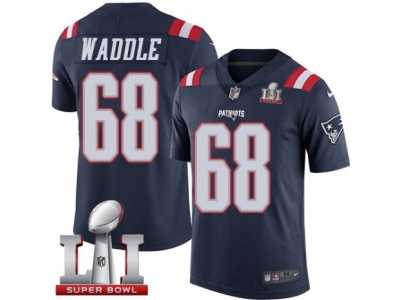 Youth Nike New England Patriots #68 LaAdrian Waddle Limited Navy Blue Rush Super Bowl LI 51 NFL Jersey
