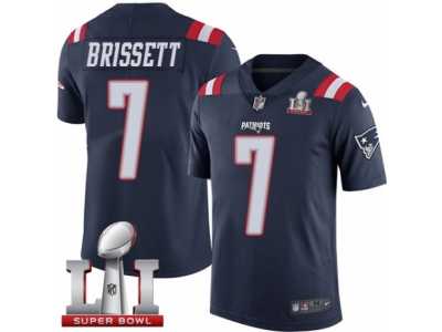 Youth Nike New England Patriots #7 Jacoby Brissett Limited Navy Blue Rush Super Bowl LI 51 NFL Jersey