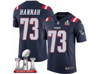 Youth Nike New England Patriots #73 John Hannah Limited Navy Blue Rush Super Bowl LI 51 NFL Jersey